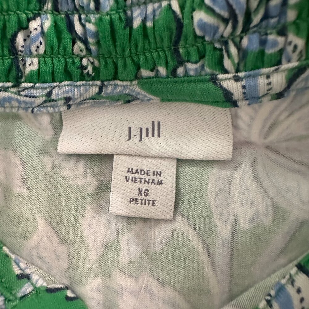 NWT J. Jill Sleeveless Top Tank Blouse XS Petite XSP Green Floral High Neck - Picture 3 of 7